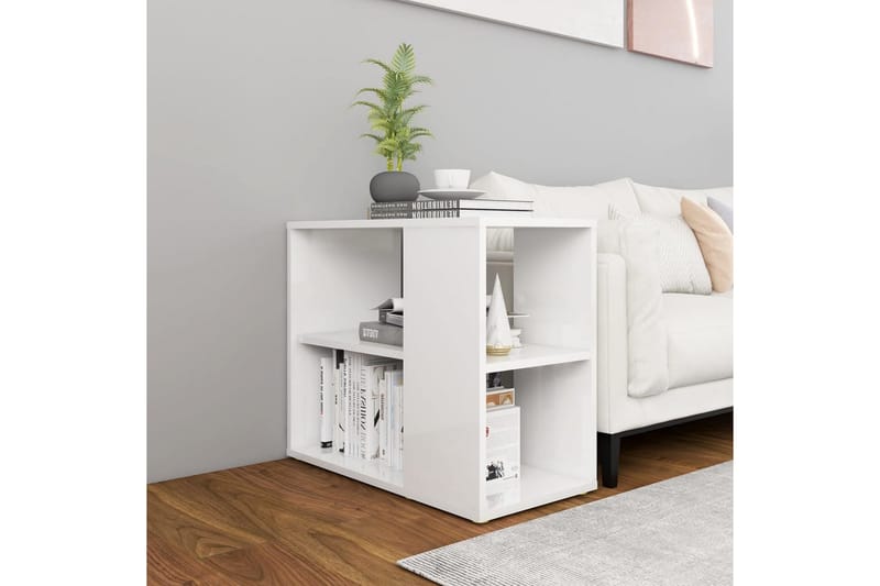 Sideskap høyglans hvit 60x30x50 cm sponplate - Hvit - Møbler - Bord - Avlastningsbord - Sengebord & nattbord