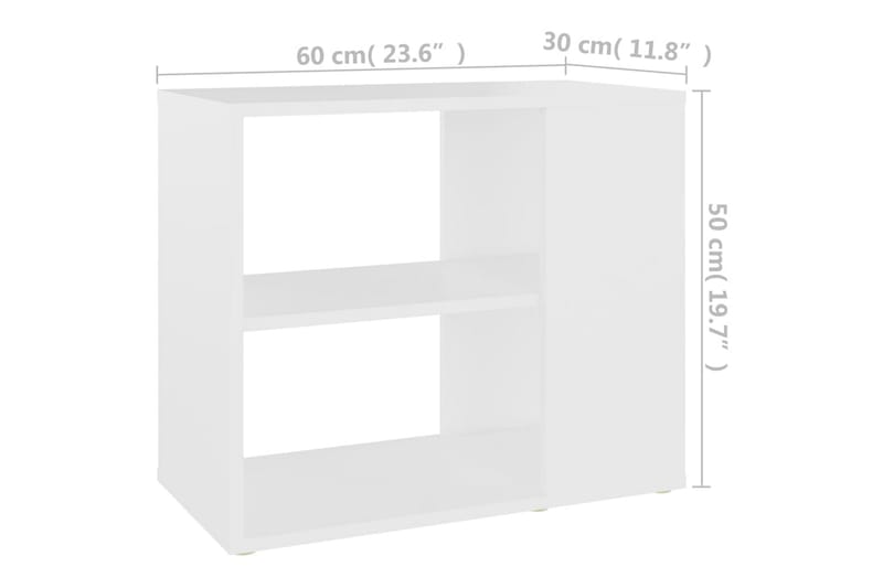 Sideskap hvit 60x30x50 cm sponplate - Hvit - Sengebord & nattbord