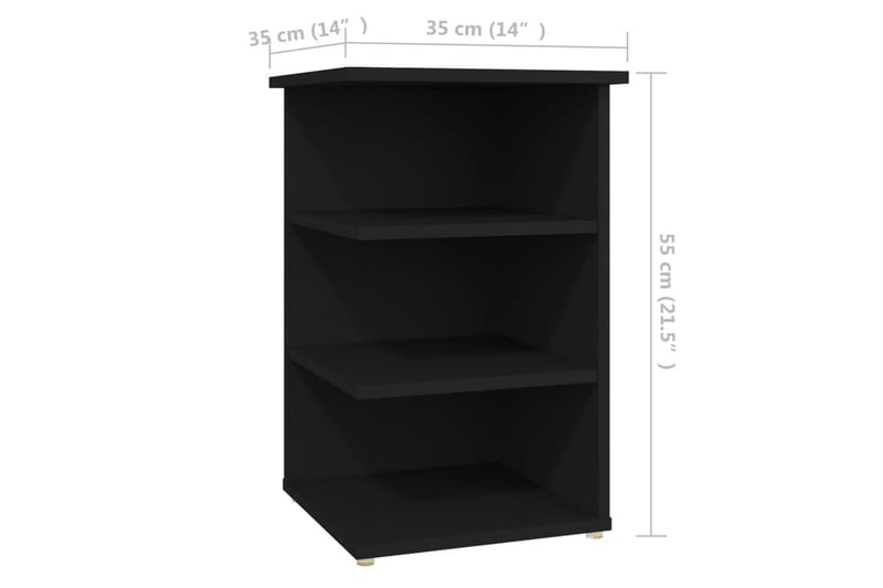 Sideskap svart 35x35x55 cm sponplate - Svart - Sengebord & nattbord
