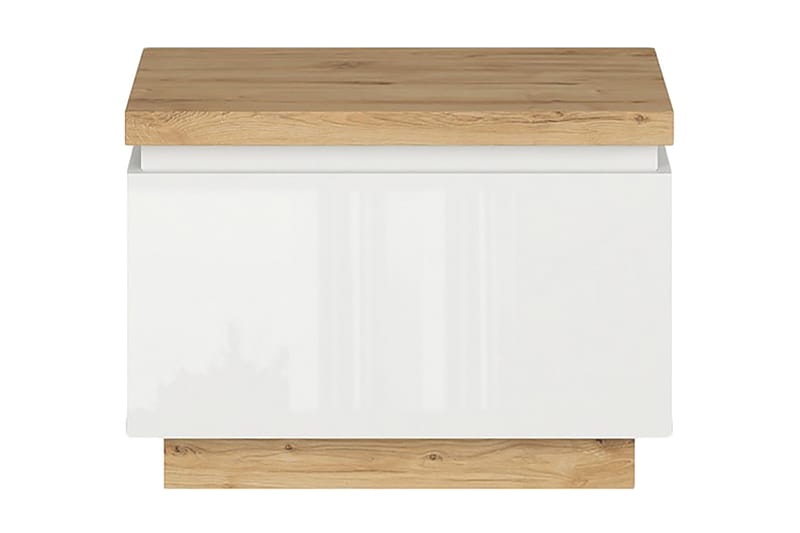 Snarkil Nattbord 58x41 cm - Natur / hvit høyglans - Møbler - Bord - Avlastningsbord - Sengebord & nattbord