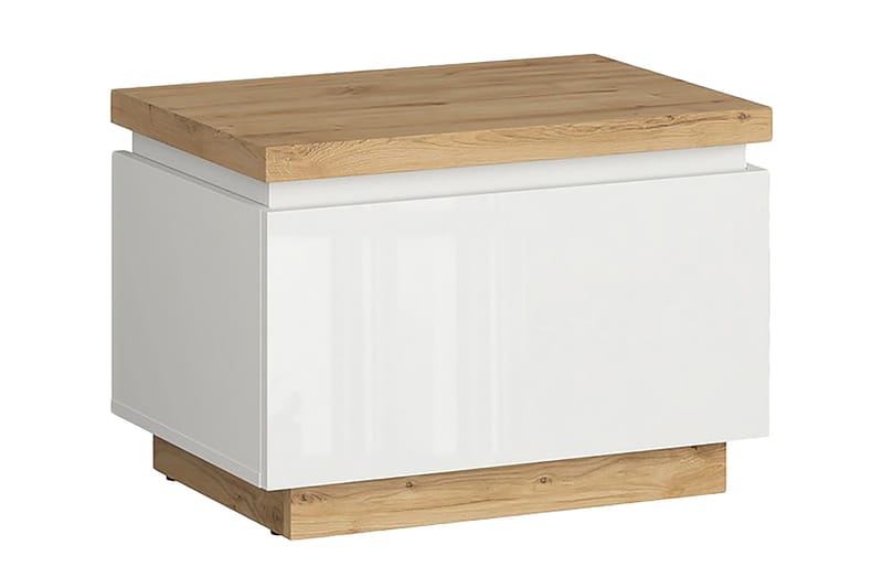 Snarkil Nattbord 58x41 cm - Natur / hvit høyglans - Møbler - Bord - Avlastningsbord - Sengebord & nattbord