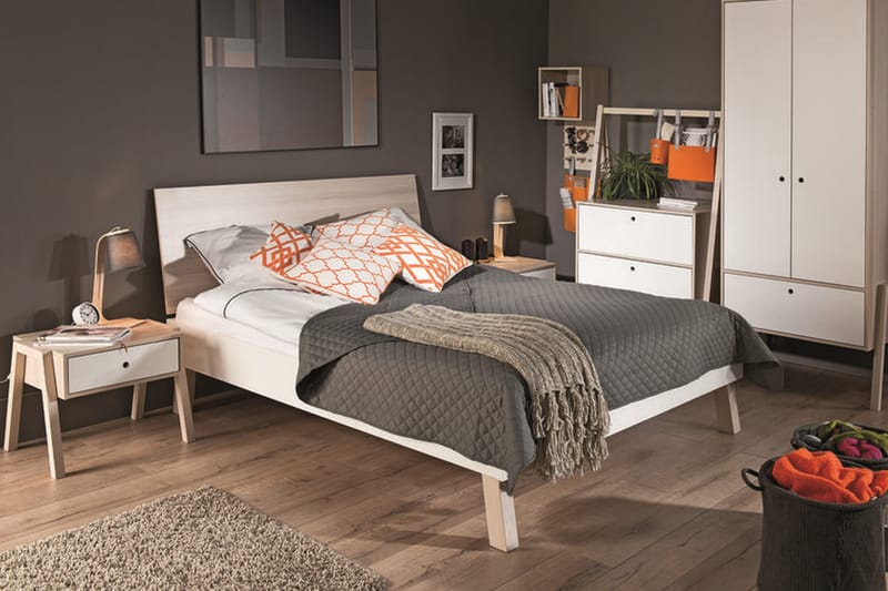 Spot Nattbord 58 cm med Oppbevaring Skuff Natur/Hvit - VOX - Møbler - Bord - Avlastningsbord - Sengebord & nattbord