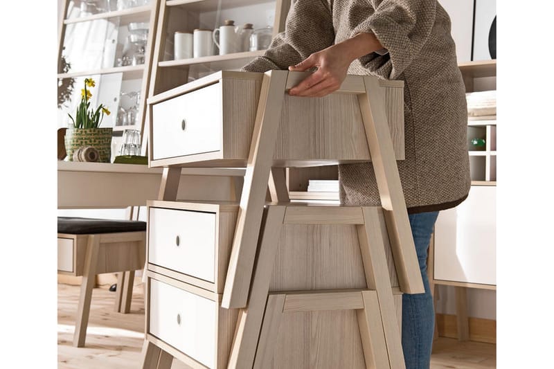 Spot Nattbord 58 cm med Oppbevaring Skuff Natur/Hvit - VOX - Møbler - Bord - Avlastningsbord - Sengebord & nattbord