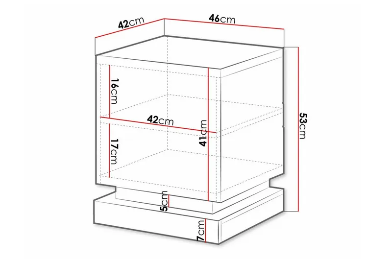Strontian Nattbord 46 cm med Oppbevaring og Hyller i Tre - Hvit - Møbler - Bord - Avlastningsbord - Sengebord & nattbord