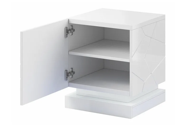 Strontian Nattbord 46 cm med Oppbevaring og Hyller i Tre - Hvit - Møbler - Bord - Avlastningsbord - Sengebord & nattbord