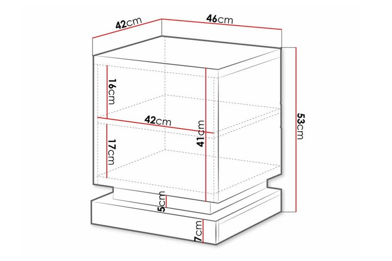 Strontian Nattbord 46 cm med Oppbevaring og Hyller i Tre - Svart - Møbler - Bord - Avlastningsbord - Sengebord & nattbord