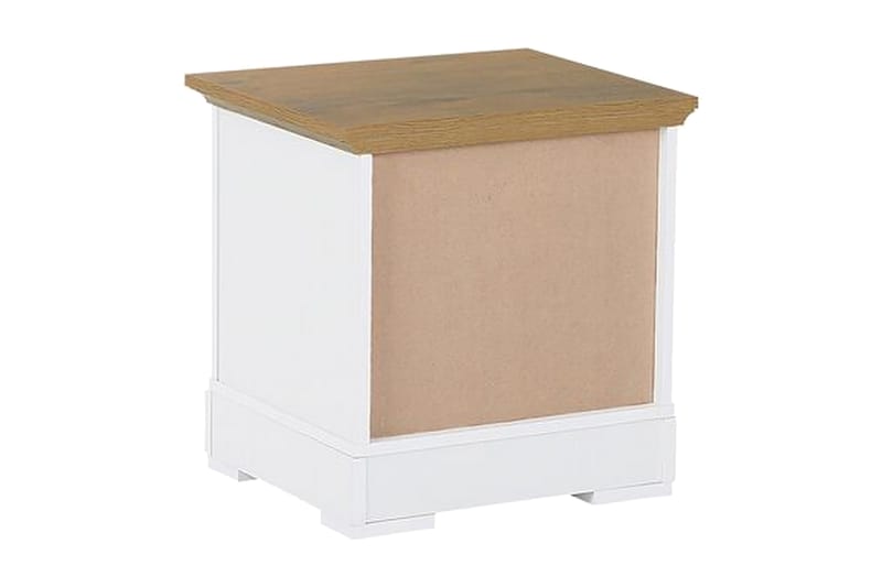Strutton Nattbord 48 cm med Oppbevaring Skuff + Hylle - Hvit/Brun - Møbler - Bord - Avlastningsbord - Sengebord & nattbord