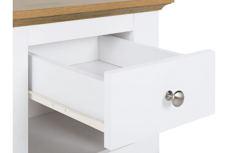 Strutton Nattbord 48 cm med Oppbevaring Skuff + Hylle - Hvit/Brun - Møbler - Bord - Avlastningsbord - Sengebord & nattbord