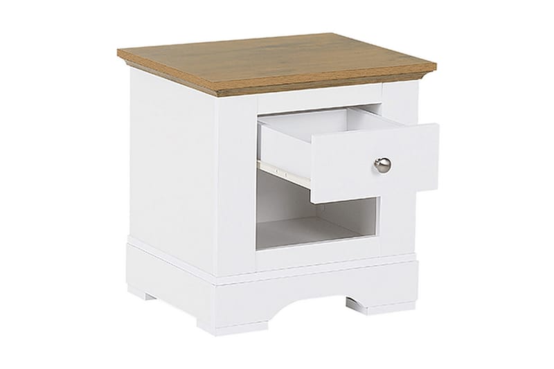 Strutton Nattbord 48 cm med Oppbevaring Skuff + Hylle - Hvit/Brun - Møbler - Bord - Avlastningsbord - Sengebord & nattbord