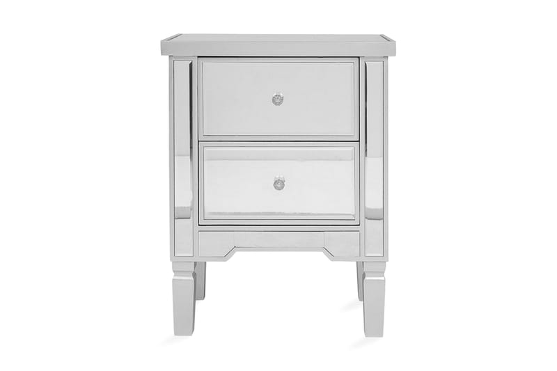 Tigy Nattbord 49 cm med Oppbevaring 2 Skuffer - Glass/Silver - Møbler - Bord - Avlastningsbord - Sengebord & nattbord