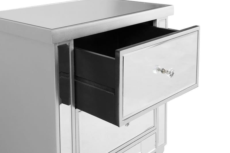 Tigy Nattbord 49 cm med Oppbevaring 2 Skuffer - Glass/Silver - Møbler - Bord - Avlastningsbord - Sengebord & nattbord