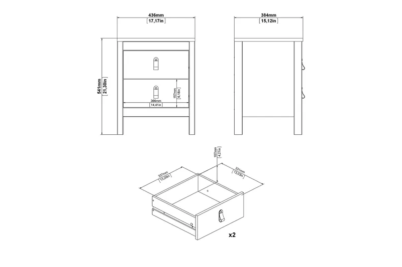 Vallvidera Nattbord 44 cm - Svart - Møbler - Bord - Avlastningsbord - Sengebord & nattbord