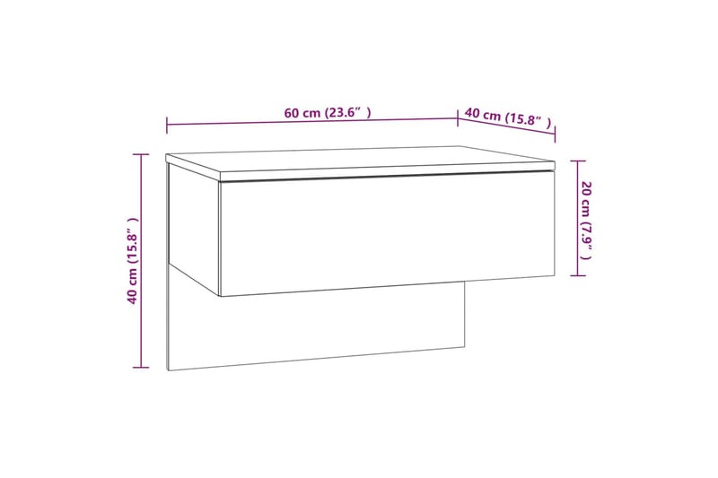 Veggmontert nattbord røkt eik konstruert tre - Brun - Sengebord & nattbord