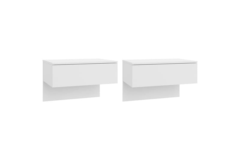 Veggmonterte nattbord 2 stk høyglans hvit konstruert tre - Hvit - Møbler - Bord - Avlastningsbord - Sengebord & nattbord