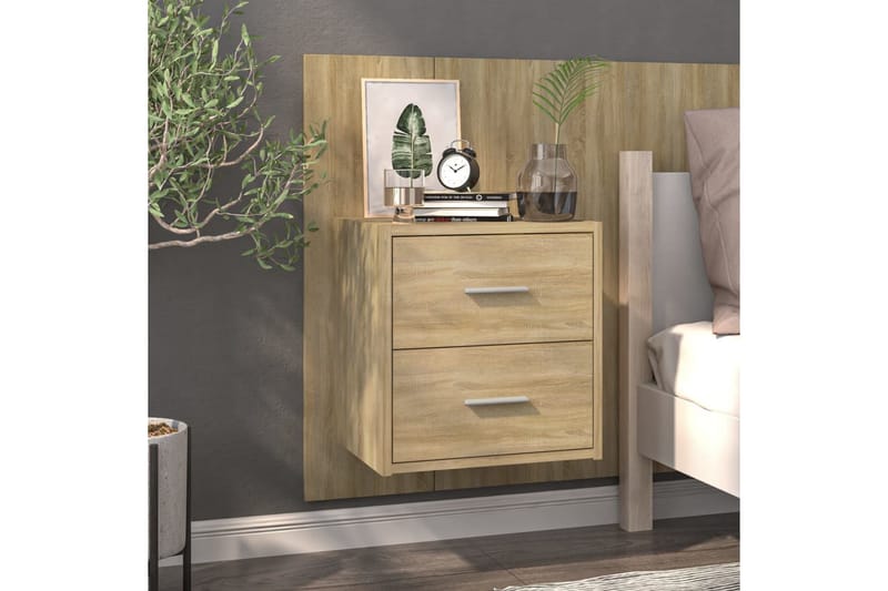 Veggmonterte nattbord 2 stk sonoma eik konstruert tre - Brun - Møbler - Bord - Avlastningsbord - Sengebord & nattbord