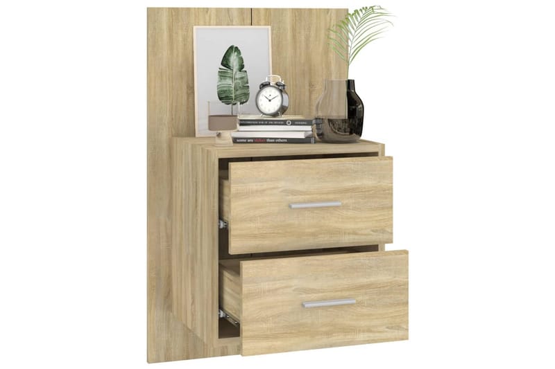 Veggmonterte nattbord 2 stk sonoma eik konstruert tre - Brun - Møbler - Bord - Avlastningsbord - Sengebord & nattbord