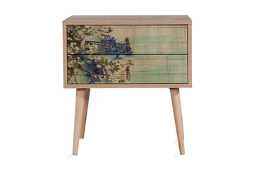 Vellavie Nattbord 60 cm med Oppbevaring 2 Skuffer Kirsebærbl