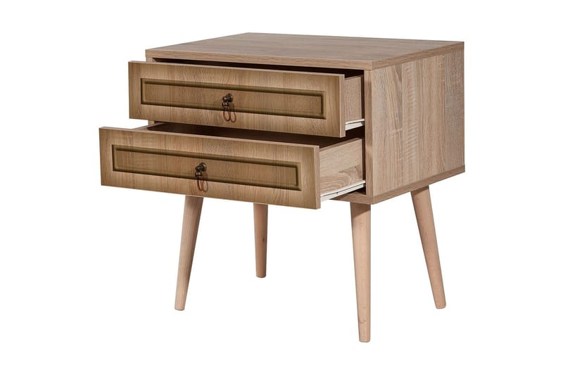 Vellavie Nattbord 60 cm med Oppbevaring 2 Skuffer Ramme - Brun - Møbler - Bord - Avlastningsbord - Sengebord & nattbord