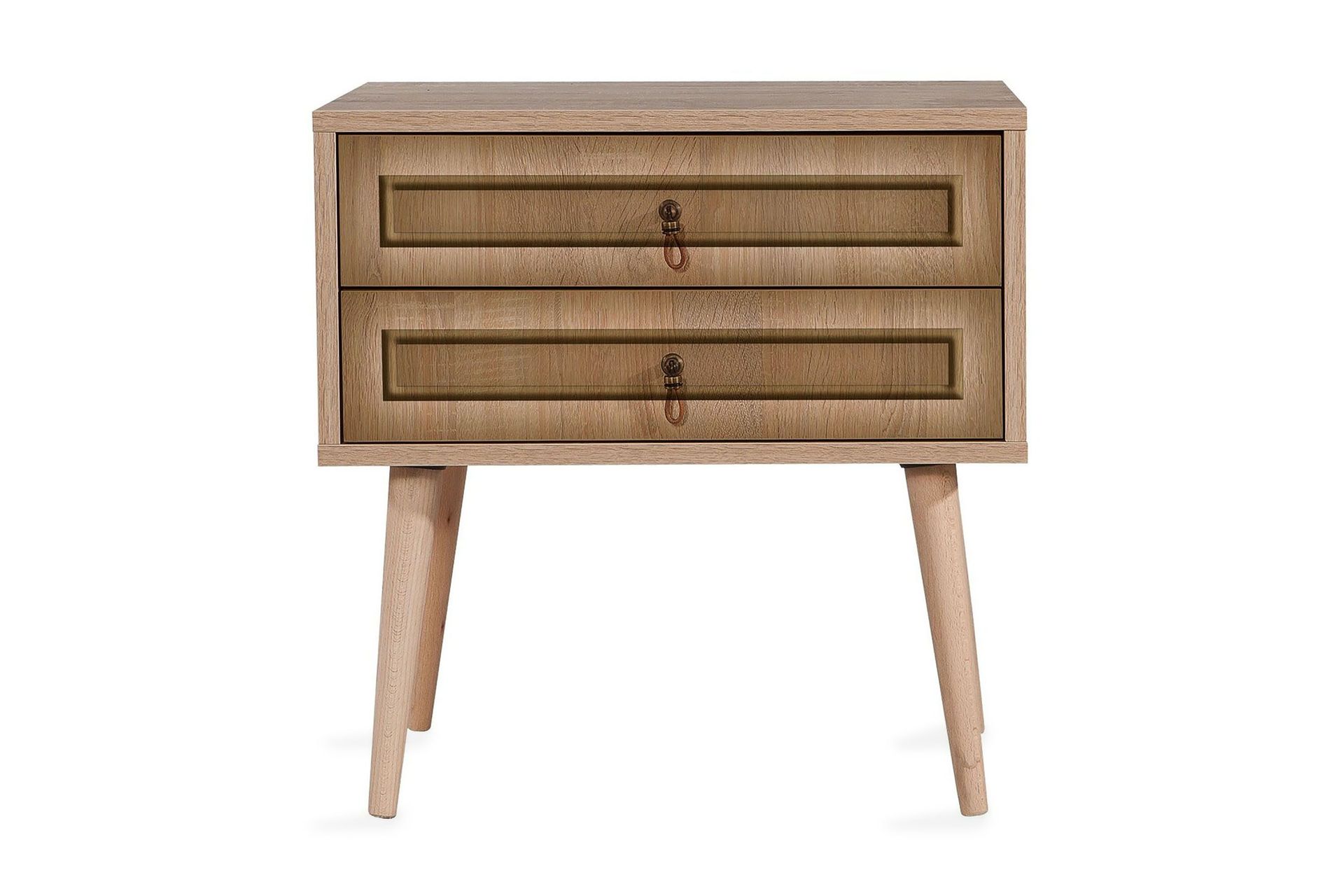 Vellavie Nattbord 60 cm med Oppbevaring 2 Skuffer Ramme - Brun