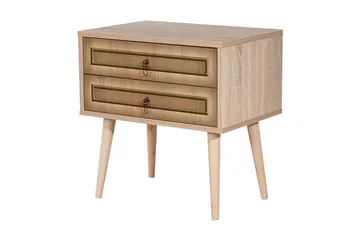Vellavie Nattbord 60 cm med Oppbevaring 2 Skuffer Ramme - Brun - Møbler - Bord - Avlastningsbord - Sengebord & nattbord