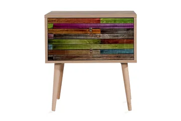 Vellavie Nattbord 60 cm med Oppbevaring 2 Skuffer Regnbuepan