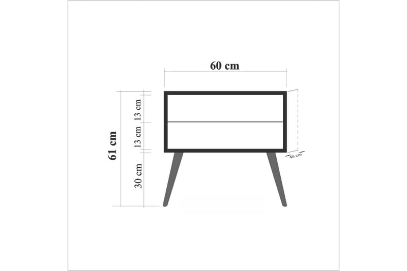Vellavie Nattbord 60 cm med Oppbevaring 2 Skuffer Tredsilhue - Brun/Grønn - Sengebord & nattbord