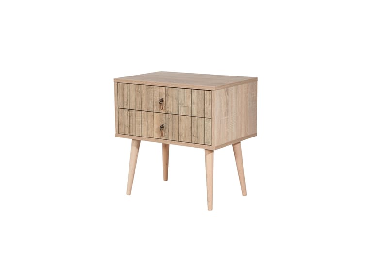 Vellavie Nattbord 60 cm med Oppbevaring 2 Skuffer Vertikalt - Lysebrun - Møbler - Bord - Avlastningsbord - Sengebord & nattbord