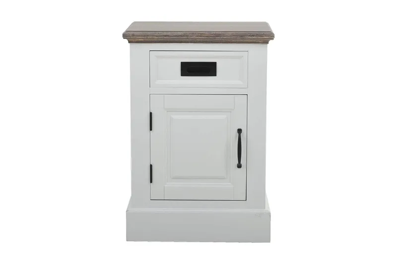 Verdell Nattbord 46 med Oppbevaring Skuff + Skap, Hvit