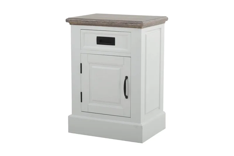 Verdell Nattbord 46 med Oppbevaring Skuff + Skap - Hvit - Møbler - Bord - Avlastningsbord - Sengebord & nattbord