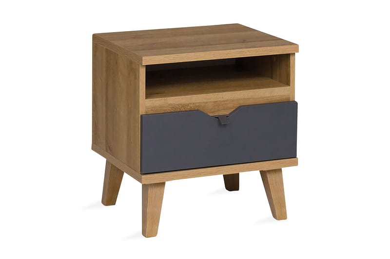 Vintra Nattbord 45 cm med Oppbevaring Hylle + Skuff - Grå/Natur - Møbler - Bord - Avlastningsbord - Sengebord & nattbord