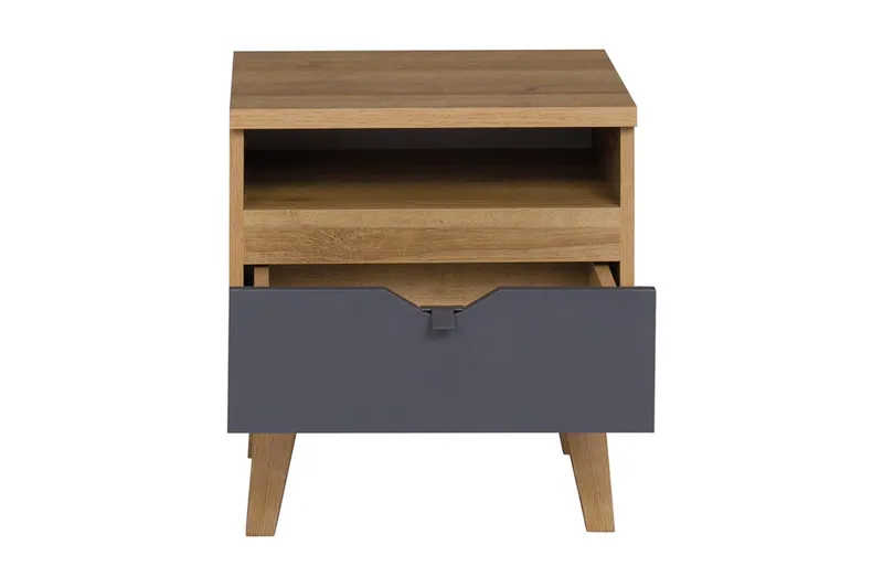 Vintra Nattbord 45 cm med Oppbevaring Hylle + Skuff - Grå/Natur - Møbler - Bord - Avlastningsbord - Sengebord & nattbord