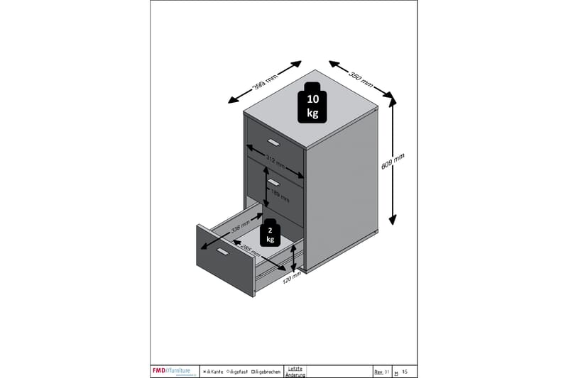 Virginia Nattbord 35 cm med Oppbevaring 3 Skuffer - Hvit - Møbler - Bord - Avlastningsbord - Sengebord & nattbord