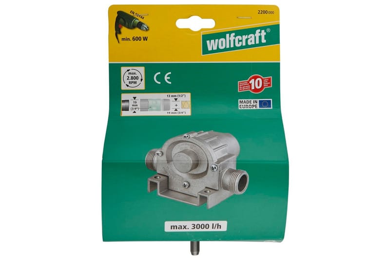 wolfcraft Drillpumpe 3000 l/t S=8 mm 2200000 - Møbler - Bord - Avlastningsbord - Sengebord & nattbord