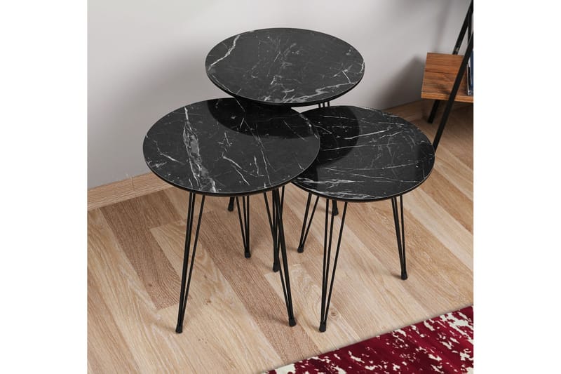 Apisa Settbord 45 cm - Grå / Svart - Møbler - Bord - Avlastningsbord - Settbord