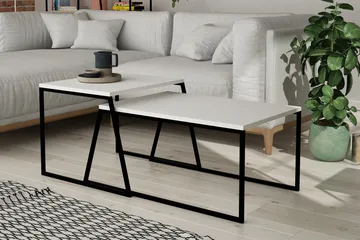 Bodsjö Rektangulært Settbord 88 cm i Metall med Steinutseende - Hvit - Møbler - Bord - Avlastningsbord - Settbord