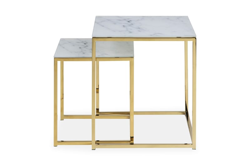 Epiffer Settbord 45 cm Marmormønster 2 Bord, Grå/Messing