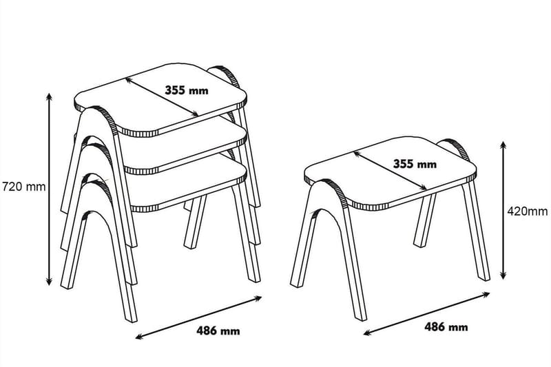 Hovdane Settbord 49 cm 3 Bord - Brun - Sofabord - Settbord