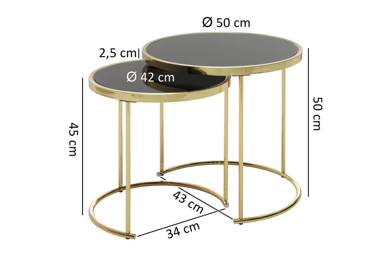 Satsbord Wohnling Guld - Møbler - Bord - Avlastningsbord - Settbord