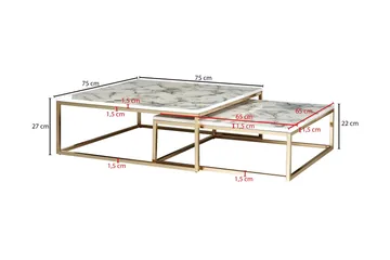 Satsbord Wohnling Vit, Grå, Guld - Møbler - Bord - Avlastningsbord - Settbord