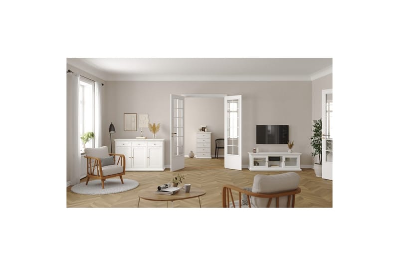 Shoiba Sidebord 144 cm - Hvit - Møbler - Bord - Avlastningsbord - Lampebord & sidebord