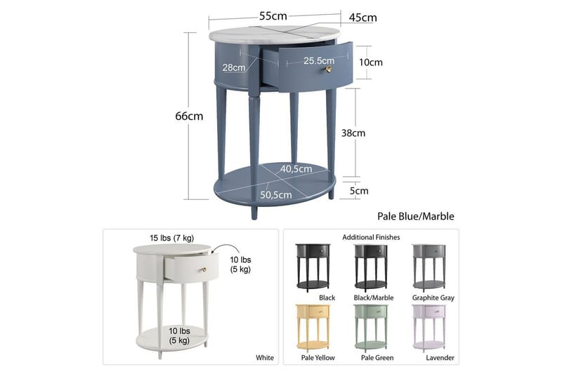 Side-/endebord Aurora - Møbler - Bord - Avlastningsbord - Lampebord & sidebord
