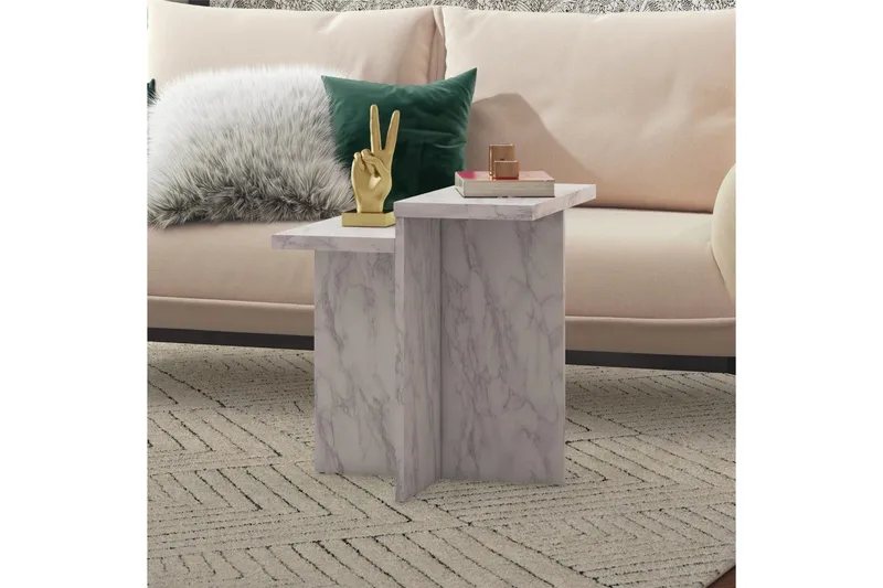 Side-/endebord Brielle Hvit marmor - Hvit marmor - Møbler - Bord - Avlastningsbord - Lampebord & sidebord