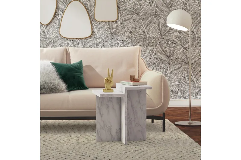 Side-/endebord Brielle Hvit marmor - Hvit marmor - Møbler - Bord - Avlastningsbord - Lampebord & sidebord