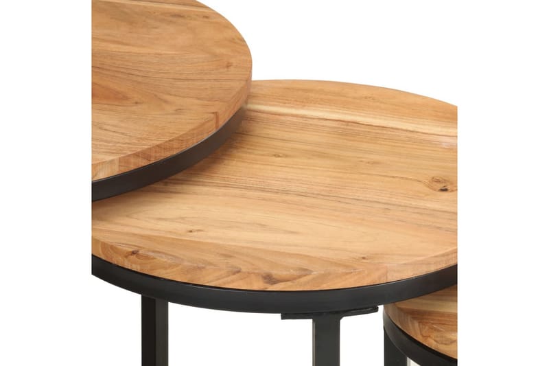 Sidebord 3 stk heltre akasie - Brun - Møbler - Bord - Avlastningsbord - Lampebord & sidebord