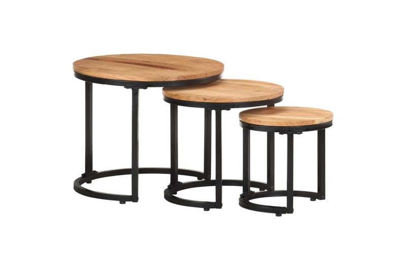 Sidebord 3 stk heltre akasie - Brun - Møbler - Bord - Avlastningsbord - Lampebord & sidebord