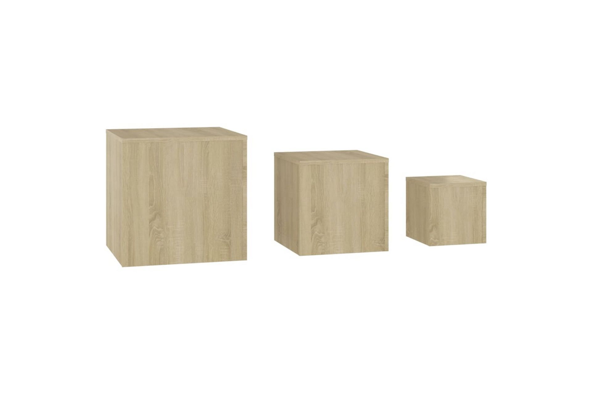Sidebord 3 stk sonoma eik sponplate - Brun - Møbler - Bord - Avlastningsbord - Lampebord & sidebord