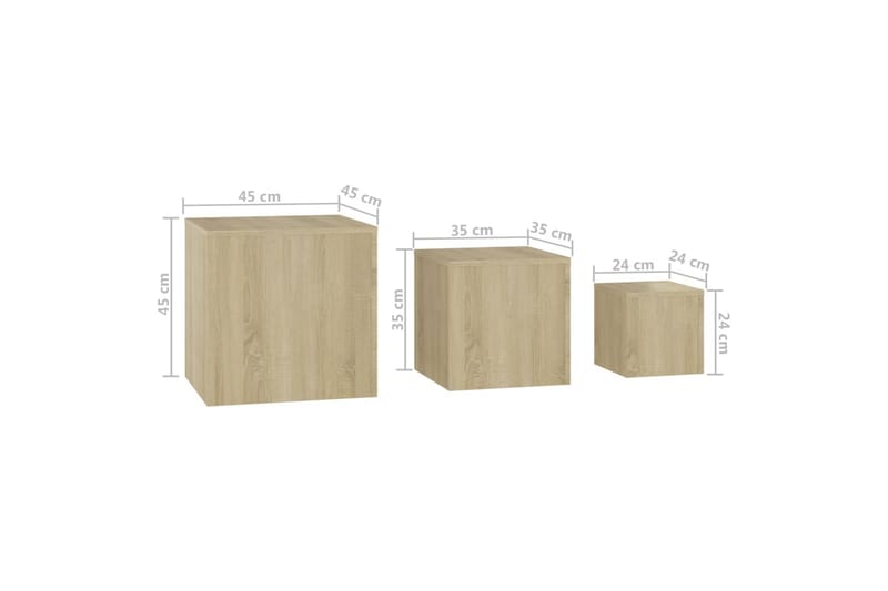Sidebord 3 stk sonoma eik sponplate - Brun - Møbler - Bord - Avlastningsbord - Lampebord & sidebord