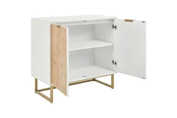 Sidebord Alaska Hvit, lyst tre, Gull - Hvit, lyst tre, Gull - Møbler - Bord - Avlastningsbord - Lampebord & sidebord