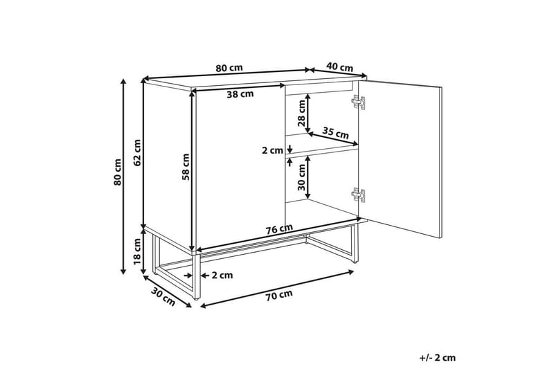 Sidebord Alaska Hvit, lyst tre, Gull - Hvit, lyst tre, Gull - Møbler - Bord - Avlastningsbord - Lampebord & sidebord