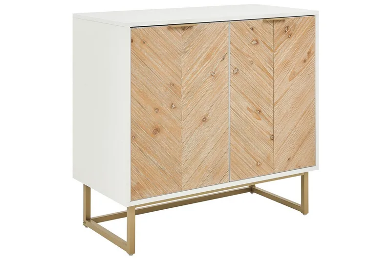 Sidebord Alaska Hvit, lyst tre, Gull, Hvit, lyst tre, Gull